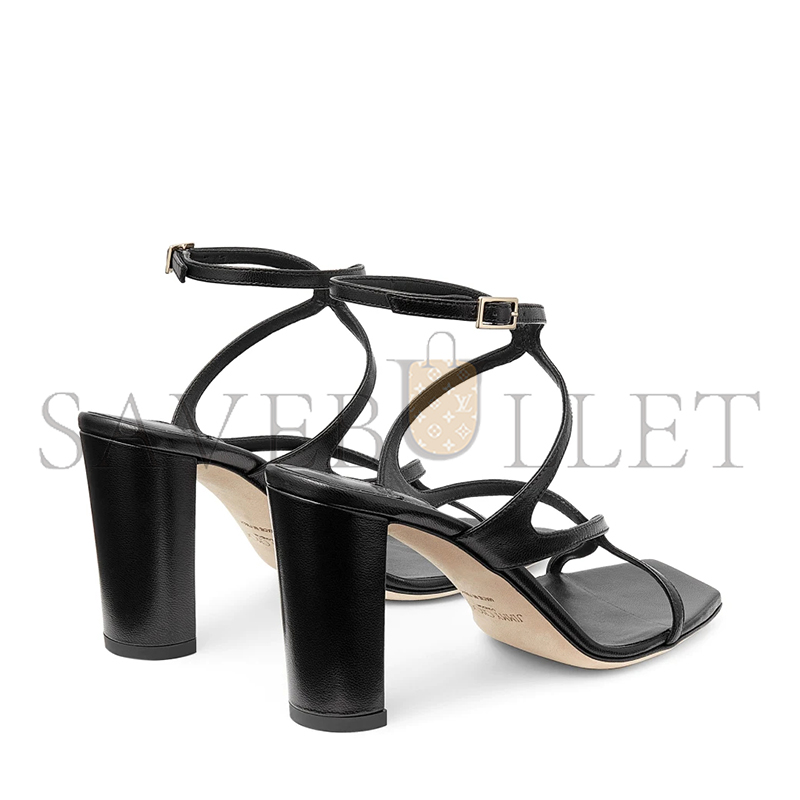JIMMY CHOO AZIE 85 BLACK NAPPA LEATHER SANDALS AZIE85NAP JIMMY CHOO AZIE 85 BLACK NAPPA LEATHER SANDALS AZIE85NAP